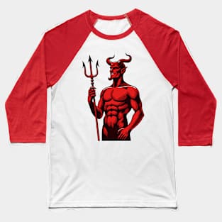 Red devil with trident Baseball T-Shirt